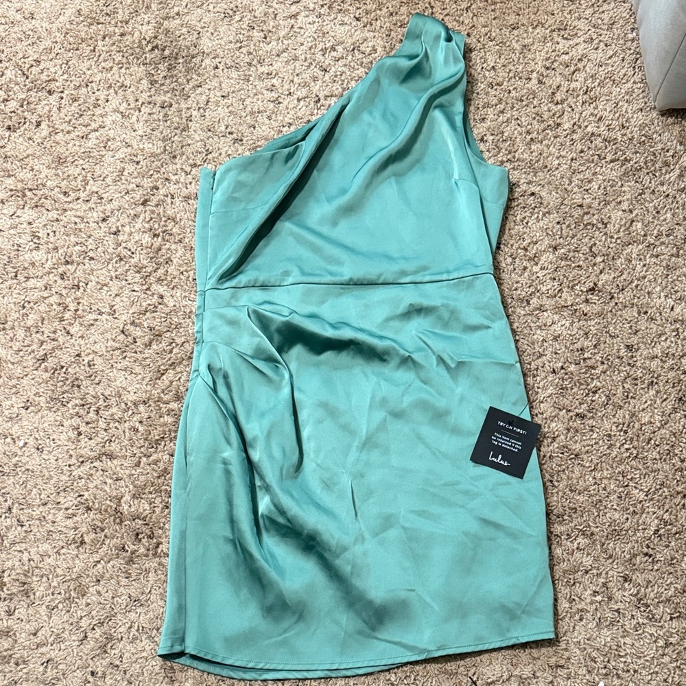 Lulu's One-Shoulder Teal Dress